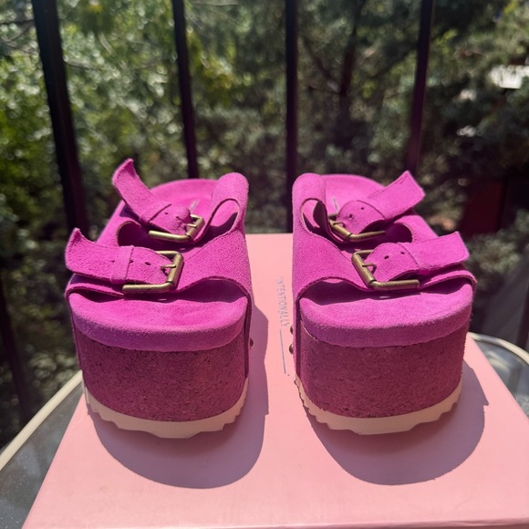 New Free People Rule Breaker Flatform Sandal Shoes Platform Suede Stud Fuchsia - Picture 6 of 17